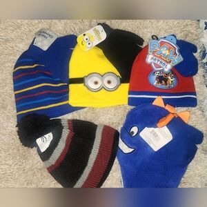 NEW - 5 TODDLER BOYS HAT & GLOVE SETS